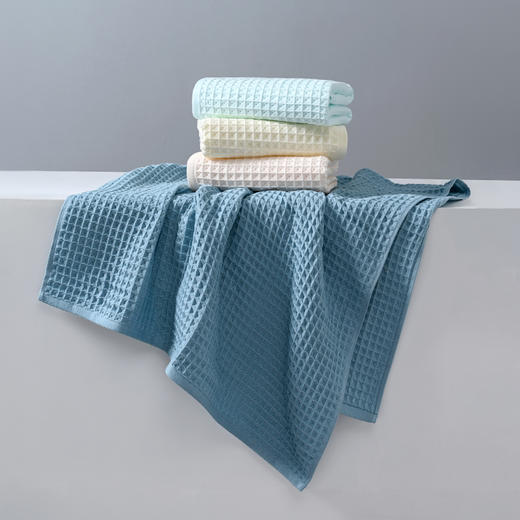 【品牌直发】加倍生活 全棉A类华夫格毛巾浴巾套巾 3D蜂窝结构 甄选新疆长绒棉 商品图1