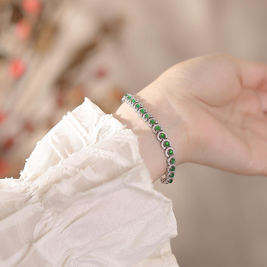 【疏影清浅】S925纯银翡翠圆珠连珠手链【CW-SL11774】 商品图4