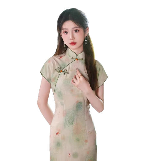 SYK225572025夏季新款中国风旗袍改良版连袖素雅旗袍年轻女士日常可穿旗袍 商品图4