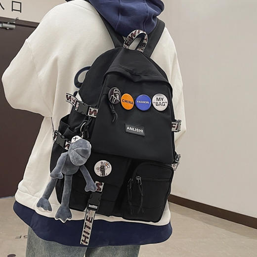 书包女大学生韩版高中旅行双肩包男初中生ins日系大容量电脑背包 商品图2
