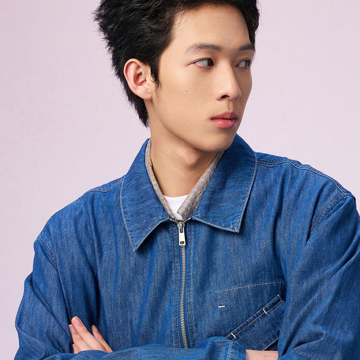 NPC潮牌不规则口袋设计翻领牛仔拉链夹克男短款秋季新款NP57DC09 商品图2