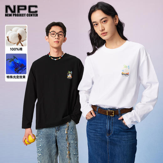 NPC潮牌100%棉城堡印花圆领长袖T恤光变男秋季宽松舒适NP57TL43 商品图0
