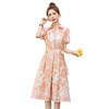 【预售3天】优雅气质收腰显瘦大花连衣裙短袖翻领韩版中长裙XXL3102 商品缩略图4