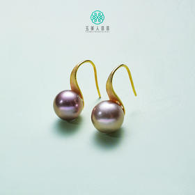 DS925珍珠耳坠-紫珠耳钩约9mm
