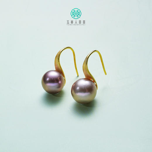 DS925珍珠耳坠-紫珠耳钩约9mm 商品图0