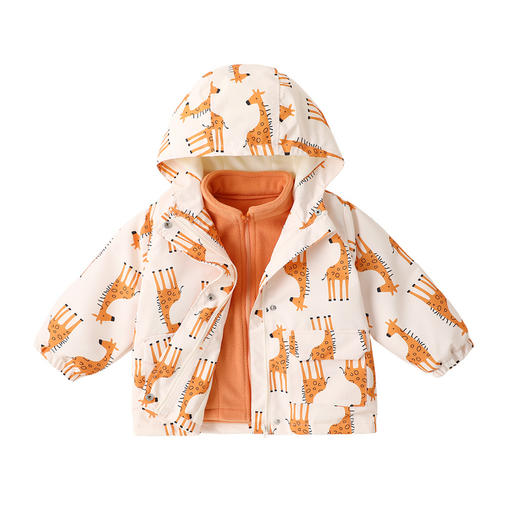 嘟嘟家儿童外套内搭两件套秋季男童衣服女童秋装一衣三穿连帽防风宝宝上衣潮 商品图7