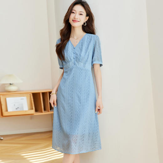 【预售3天】PY 夏日V领收腰优雅连衣裙 &SD3008 商品图0