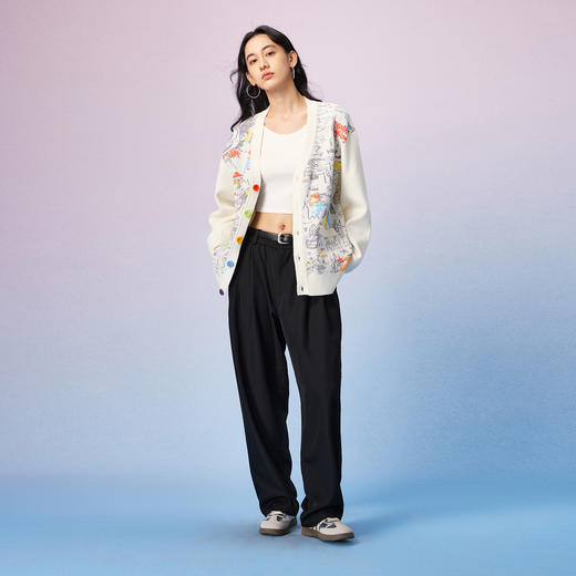 NPC潮牌满印涂鸦【博物馆奇妙夜】印花针织开衫V领男秋上新NP57SW54 商品图1