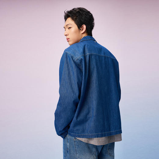 NPC潮牌不规则口袋设计翻领牛仔拉链夹克男短款秋季新款NP57DC09 商品图3