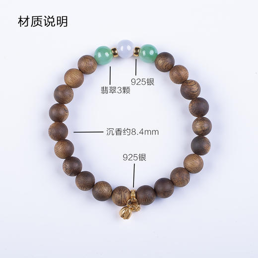 xy0508沉香+翡翠莲蓬小坠手串 商品图6