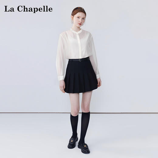天猫同步【莱赛尔、轻薄凉感】拉夏贝尔/La Chapelle圆领长袖衬衫轻薄透气高级感长袖衬衣 商品图1