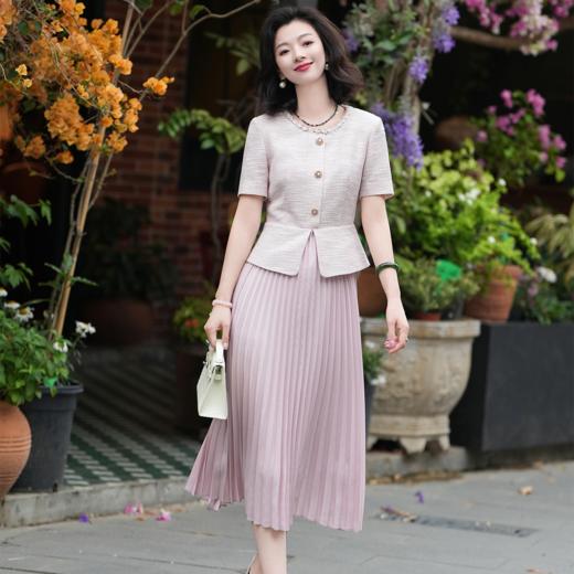 西子/香榭丽影醋酸亚麻假两件拼接贵气小香风连衣裙/CQTJ004 商品图6