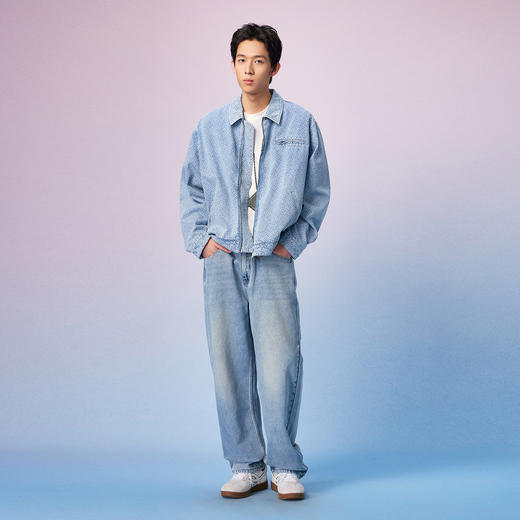 NPC潮牌满印铜币老花翻领牛仔夹克男老钱风牛仔水洗NP57DC08 商品图1