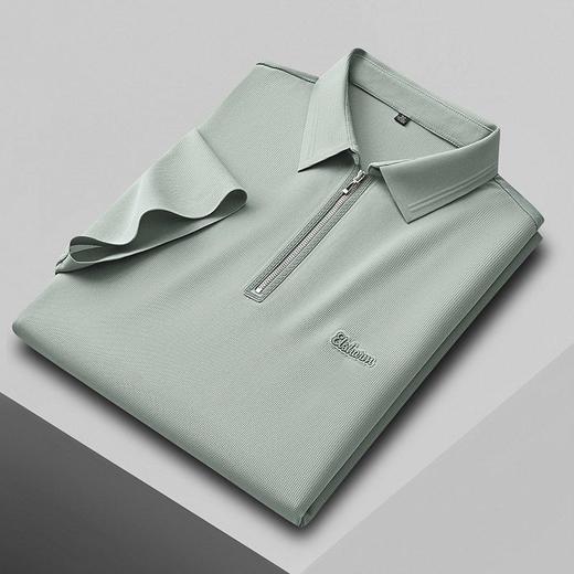 高端冰丝POLO衫休闲商务宽松高端拉链短袖t恤弹力免烫半袖体恤衫    PSL-PSL8095 商品图2