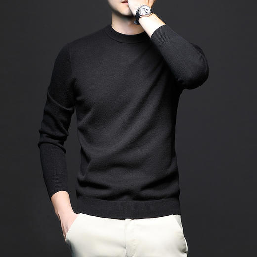 秋款上新！【蓄热保暖，无惧寒冷！】秋冬季新款 中青年男士仿羊毛一线成衣 无缝圆领纯色打底 针织毛衣男-QB 商品图7