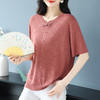CC43-1250-138短袖t恤夏季V领宽松显瘦冰丝针织衫2025年新款T洋气上衣薄款女装 商品缩略图1
