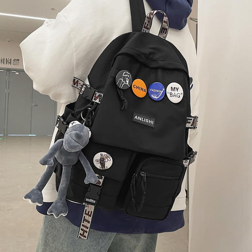 书包女大学生韩版高中旅行双肩包男初中生ins日系大容量电脑背包 商品图5