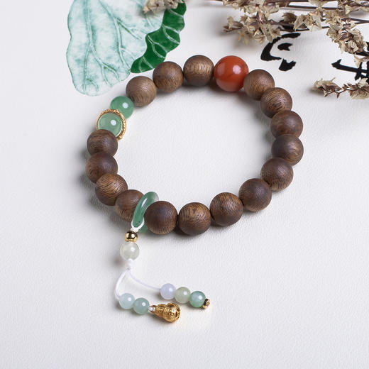 xy0507沉香+南红非洲翠好运纳福手串 商品图1