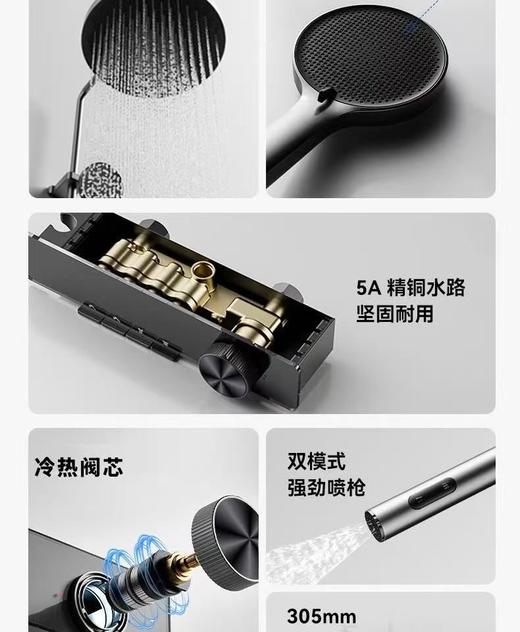 5957伯尔尼四档按键花洒-枪灰（全铜水路） 商品图2