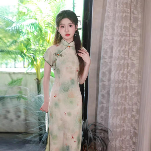 SYK225572025夏季新款中国风旗袍改良版连袖素雅旗袍年轻女士日常可穿旗袍 商品图0