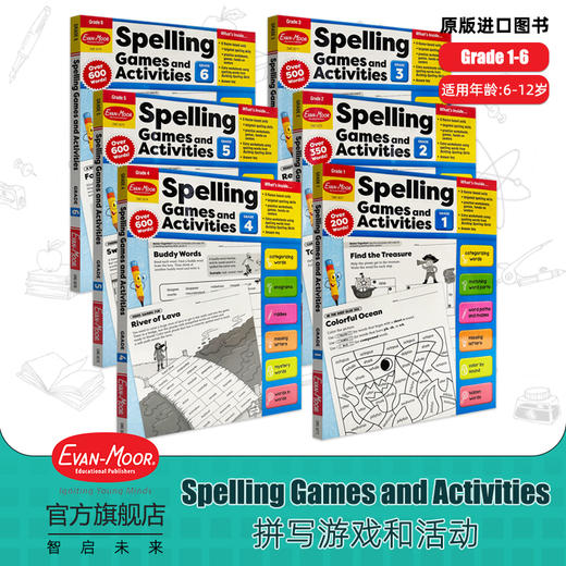 Evan-Moor Spelling Games and Activities Grade 1-6  拼写游戏和活动（教师版） 美国加州教辅 evanmoor 商品图0
