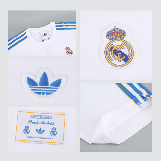 小李子正品ADIDAS阿迪达斯皇马复古风文化短袖T恤成人男JN3064 商品图3