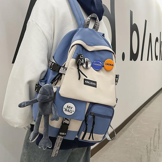 书包女大学生韩版高中旅行双肩包男初中生ins日系大容量电脑背包 商品图3