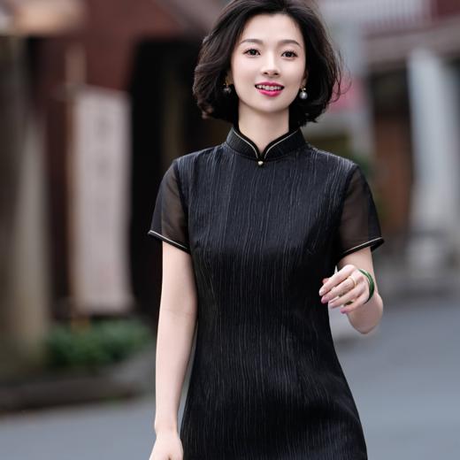 西子/金陵非遗香云纱重磅22姆米桑蚕丝立领古典旗袍/QPBH1380 商品图8