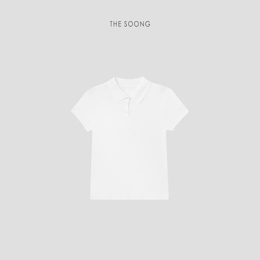 THESOONG 纯棉100%翻领polo衫上衣女短袖修身型套头亨利衫领HBMY7375 商品图4
