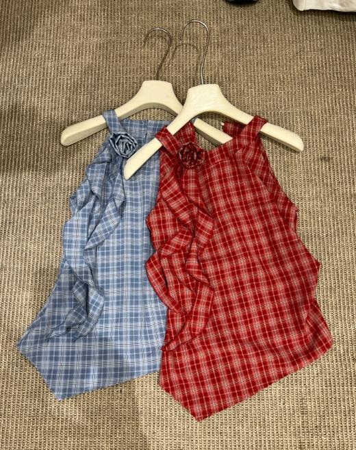 【门店同款】ENJOY夏季“夏日番情”飘带格纹上衣 163300817 商品图1