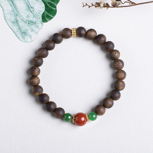 xy0500沉香+南红碧玉手串 商品图0