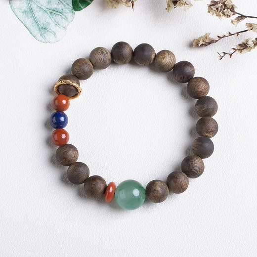 xy0502沉香+南红青金非洲翠转运手串 商品图0