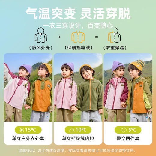 【三防小软壳】嘟嘟家宝宝三穿衣秋款儿童摇粒绒内胆外套秋装上衣 商品图1