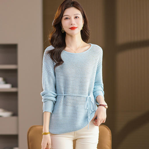 CC27-1787-158镂空毛衣女秋季宽松外穿针织衫2025新款早秋休闲打底衫气质罩衫潮 商品图2