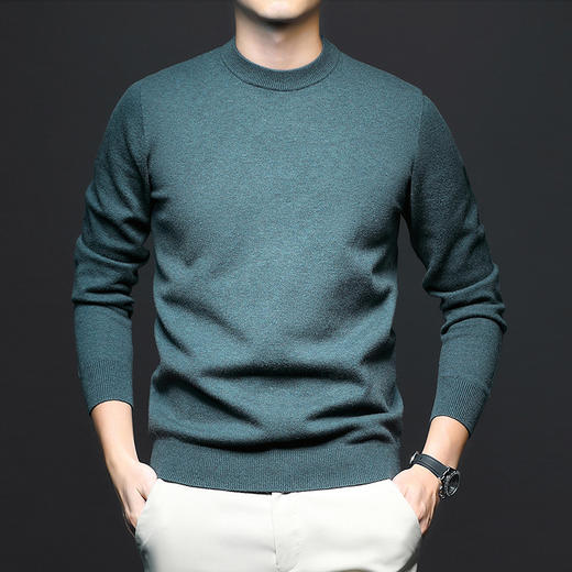 秋款上新！【蓄热保暖，无惧寒冷！】秋冬季新款 中青年男士仿羊毛一线成衣 无缝圆领纯色打底 针织毛衣男-QB 商品图5