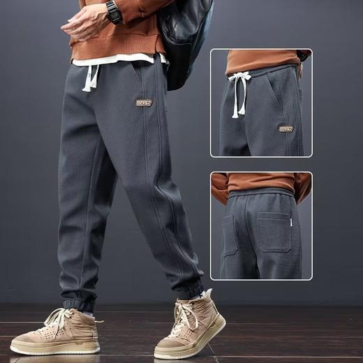 秋款上新！【日系设计，束脚宽松运动！】男士裤子秋冬款 日系束脚宽松运动抽绳卫裤 加绒加厚保暖休闲长裤子-QB 商品图9