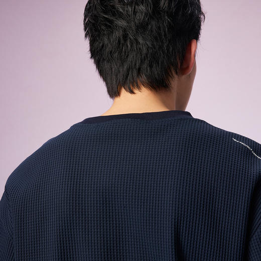 NPC潮牌撞色拼接假二件华夫格圆领长袖T恤男秋季新款NP57TL13 商品图3