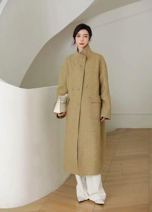 【YW】无忧购秋冬立领双排扣双面羊绒大衣女气质宽松过膝毛呢外套8808（截单后3-5天发货） 商品图2