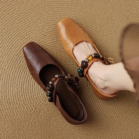 【预售5天】新品法式方头浅口一字带低粗跟单鞋秋季新款玛丽珍鞋K1708