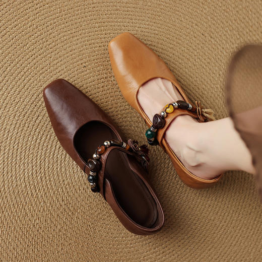 【预售5天】新品法式方头浅口一字带低粗跟单鞋秋季新款玛丽珍鞋K1708 商品图0