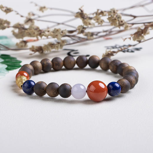 xy0505沉香+南红翡翠青金石葫芦手串 商品图1