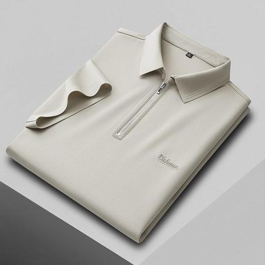 高端冰丝POLO衫休闲商务宽松高端拉链短袖t恤弹力免烫半袖体恤衫    PSL-PSL8095 商品图0