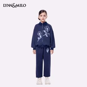 【春上新】【秋季新品】8楼 琳麦罗 LYNN&MILO 蓝色华夫格绳绣开口卫衣