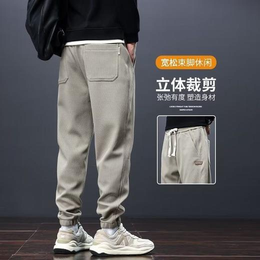 秋款上新！【日系设计，束脚宽松运动！】男士裤子秋冬款 日系束脚宽松运动抽绳卫裤 加绒加厚保暖休闲长裤子-QB 商品图1