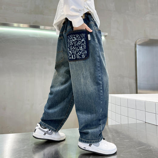 男童牛仔裤秋季2025新款儿童帅气中大童春秋款宽松百搭直筒长裤潮 商品图5