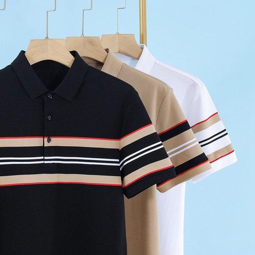 春夏新款轻商务男士短袖t恤polo衫华夫格翻领条纹男士T恤   PSL-2230 商品图1