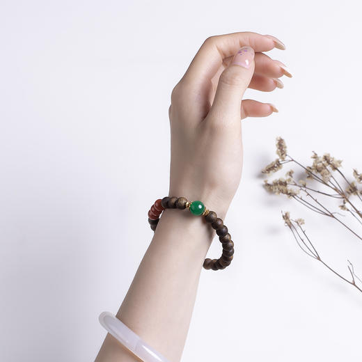 xy0504沉香+碧玉南红好运三连手串 商品图9