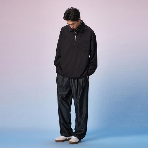 NPC潮牌亚麻混纺宽松落肩半开襟拉链衬衫男秋季上新NP57SH17 商品图1