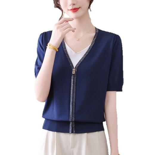 61-1390-148假两件拼接女装短袖tT恤漂亮好看高级感上衣别致撞色冰丝小衫 商品图4