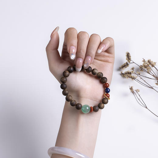 xy0502沉香+南红青金非洲翠转运手串 商品图7